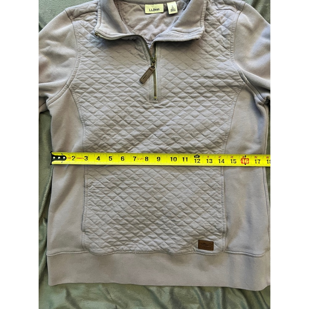 LL Bean Quilted Quarter Zip Sweatshirt Pale Lavender Purple Pullover 502745 S - Picture 7 of 9